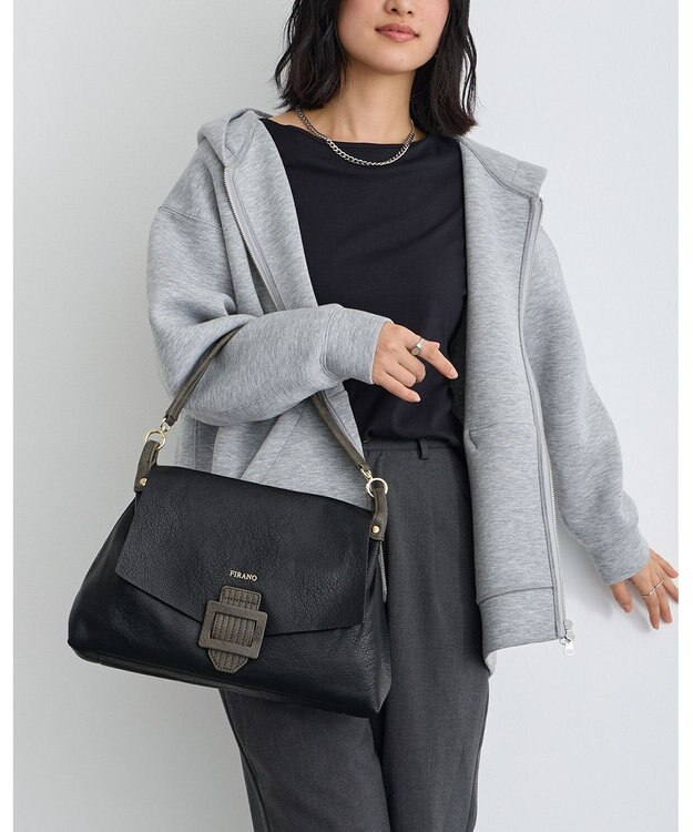 MioFIRANO バックル付きフラップトートバッグ 2WAY　FIRANO フィラノ BLACK