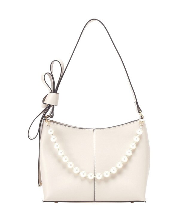 YECCA VECCA パールチャーム付きリボンベルトバッグ Light Beige