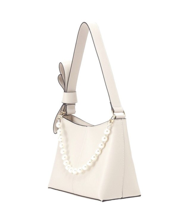 YECCA VECCA パールチャーム付きリボンベルトバッグ Light Beige