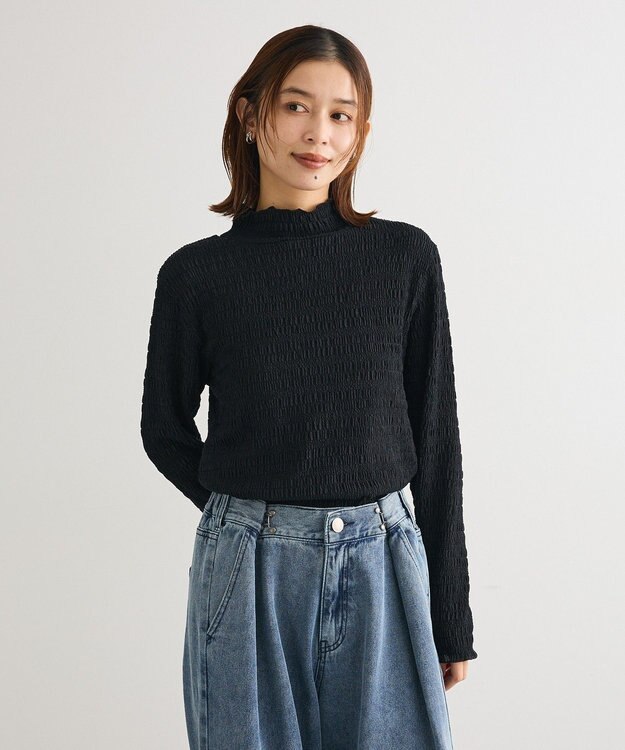 Green Parks ・Ｐｅｔｉｔ　Ｆｌｅｕｒ　ジャガードハイネックロンＴ Black