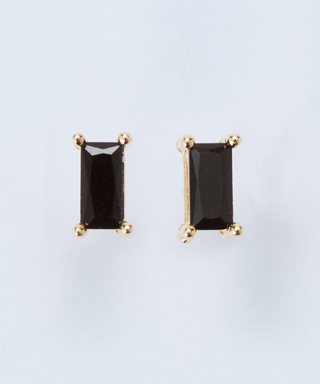 Phoebe シャインフレームレクタングルピアス　ブラック ブラック