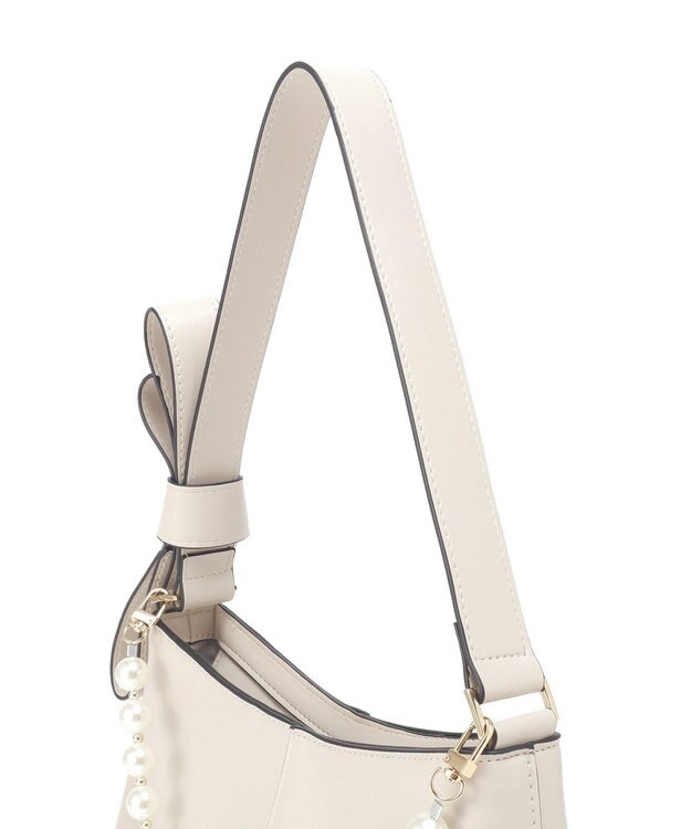 YECCA VECCA パールチャーム付きリボンベルトバッグ Light Beige