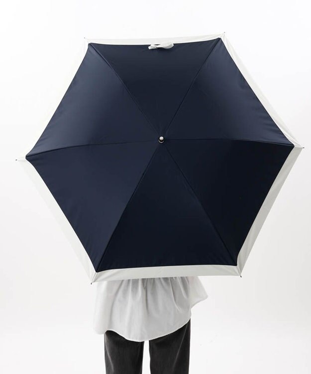 AURORA 【WEB限定】 バイカラー晴雨兼用傘（折りたたみ・トップフラット） ネイビー