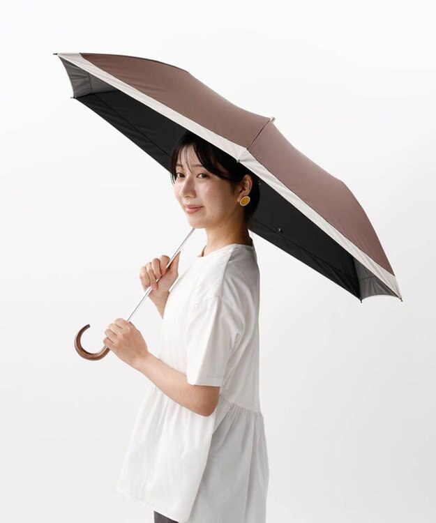 AURORA 【WEB限定】 バイカラー晴雨兼用傘（折りたたみ・トップフラット） ブラウン