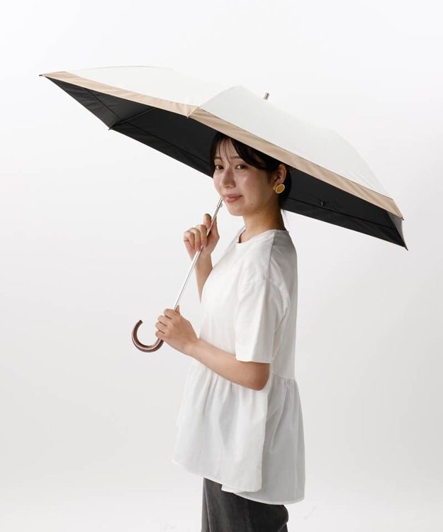 AURORA 【WEB限定】 バイカラー晴雨兼用傘（折りたたみ・トップフラット） オフホワイト
