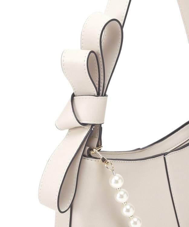 YECCA VECCA パールチャーム付きリボンベルトバッグ Light Beige