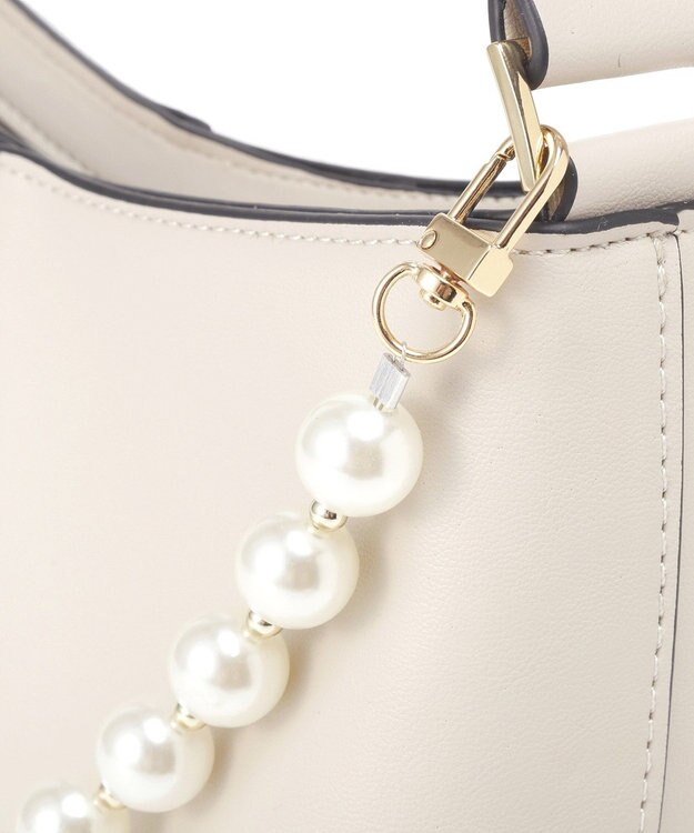 YECCA VECCA パールチャーム付きリボンベルトバッグ Light Beige