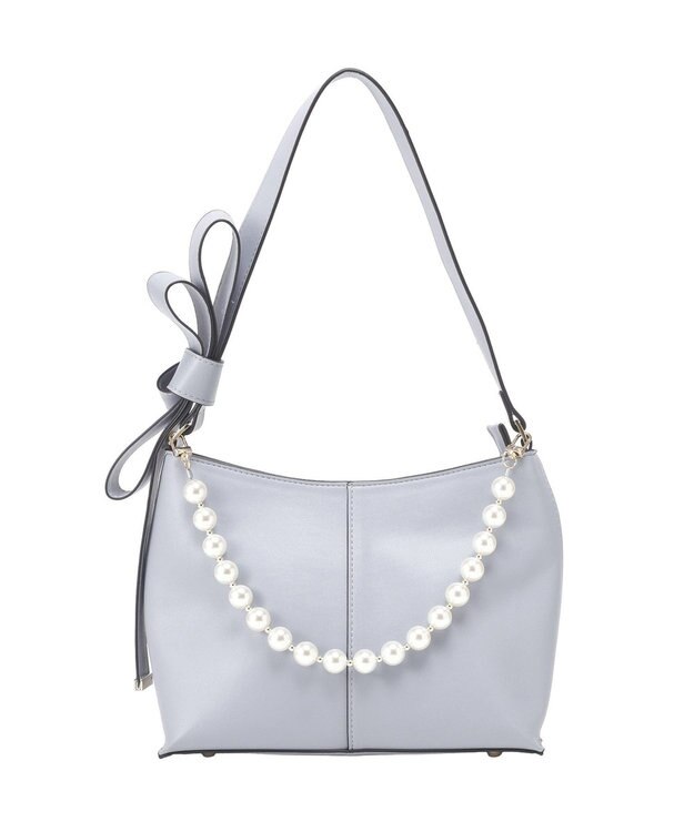 YECCA VECCA パールチャーム付きリボンベルトバッグ Light Blue