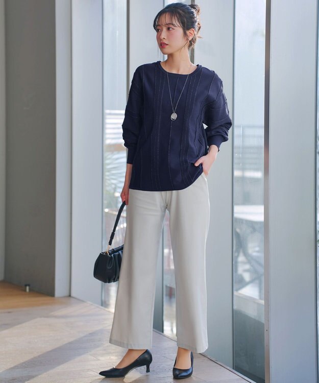 Tiaclasse 日本製エアシルキーワイドパンツ グレー