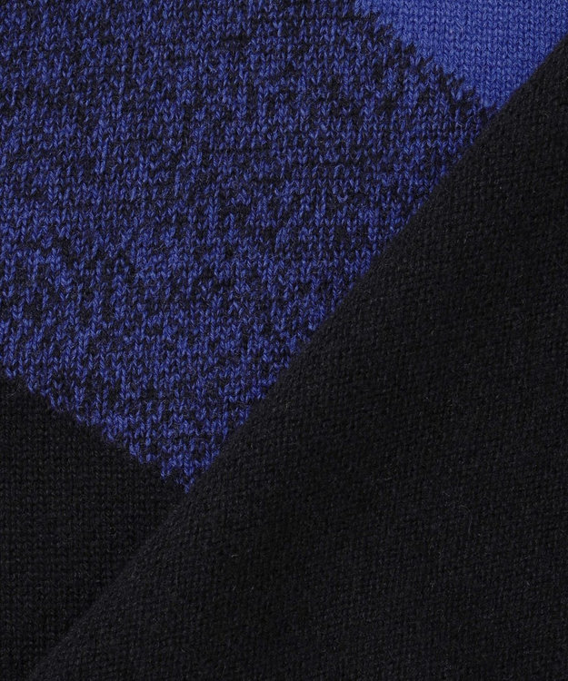 ICB L ソフトカシミヤミックス インターシャ ハイネックニット ロイヤルブルー系