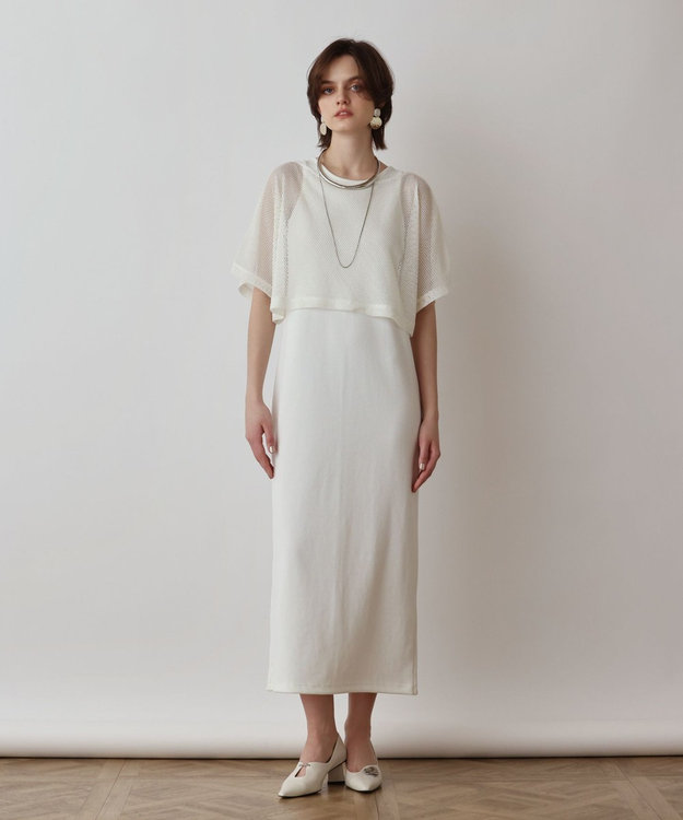 GRACE CONTINENTAL メッシュレイヤードワンピース ホワイト