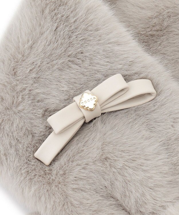 TOCCA 【ブローチ取り外し可】BOW RIBBON FURTIPPET ティペット ライトグレー系