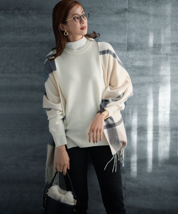 23区 【CLASSY.1月号掲載】ウールコード クルーネック ニット アイボリー系