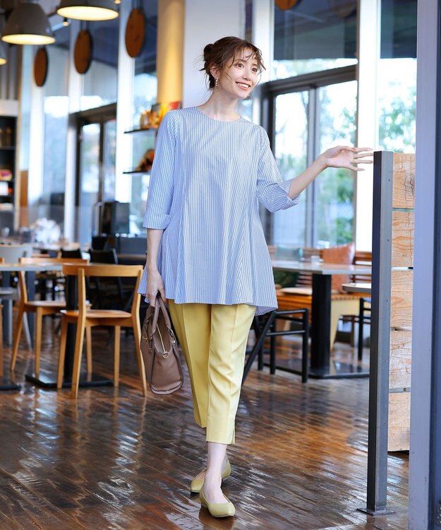 Tiaclasse 【洗える】スリットテーパードパンツ ライム