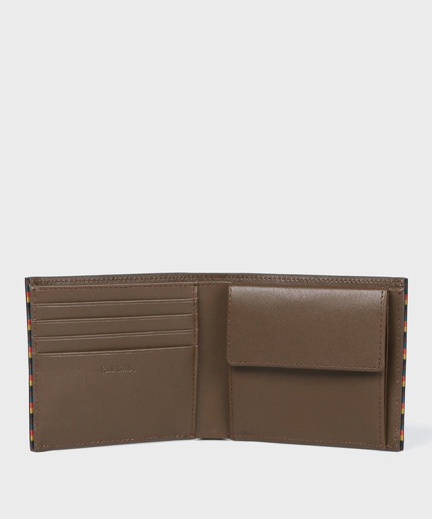 Paul Smith ブライトストライプトリムSS24 2つ折り財布 ブラウン