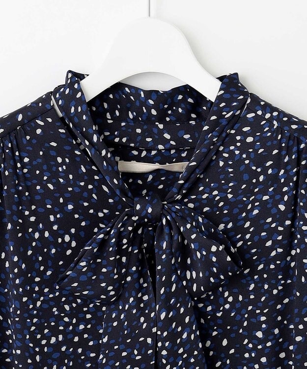 自由区 【XSサイズ～/洗える】フローイングドットプリント ワンピース ネイビー系5