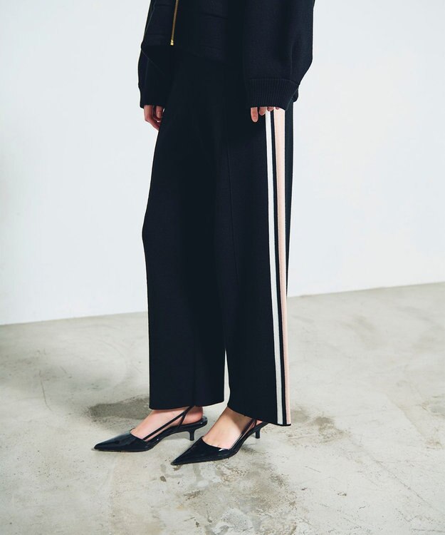GRACE CONTINENTAL サイドラインニットパンツ ブラック