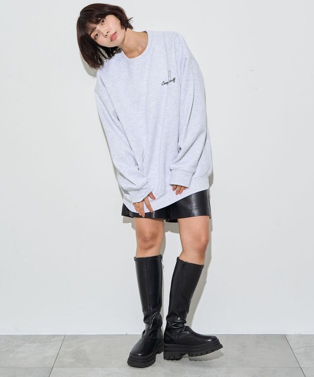 WEGO 【ユニセックス着用ITEM】ガールイラストグラフィックプルオーバー アッシュグレー