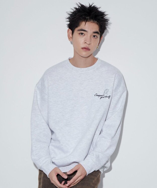 WEGO 【ユニセックス着用ITEM】ガールイラストグラフィックプルオーバー アッシュグレー