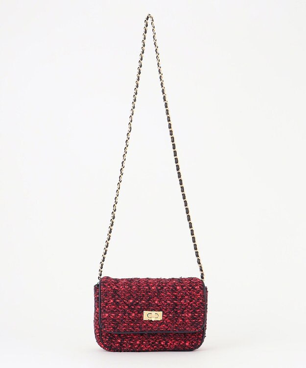 23区 GIOLICAツイード チェーンショルダーバッグ レッドミックス