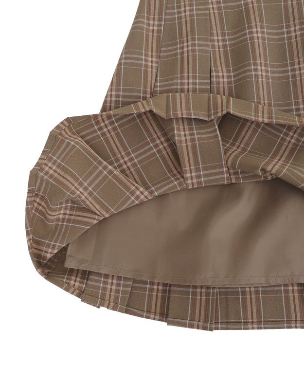 earth music&ecology 【セットアップ可】ビット付きミニスカート Check Brown