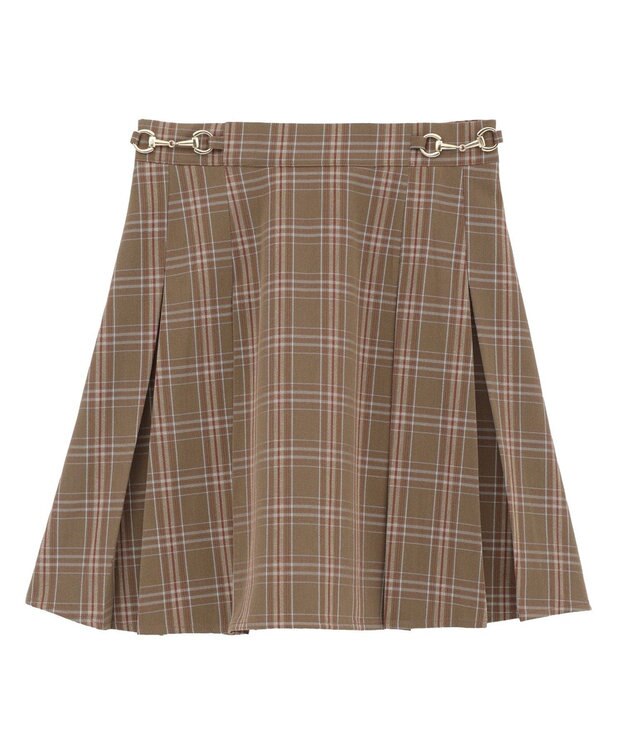 earth music&ecology 【セットアップ可】ビット付きミニスカート Check Brown