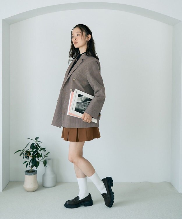 earth music&ecology 【セットアップ可】ビット付きミニスカート Light Brown