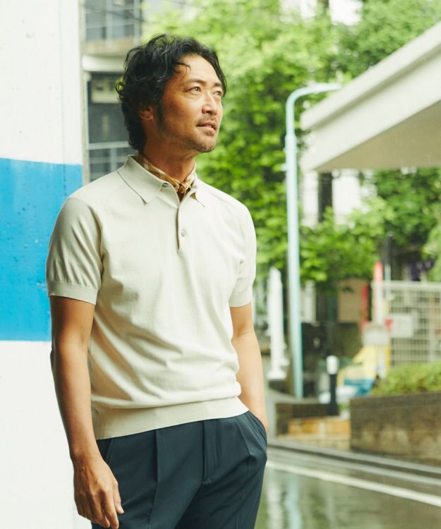 GOTAIRIKU 【ウォッシャブル】ハイゲージ ニットポロシャツ アイボリー系