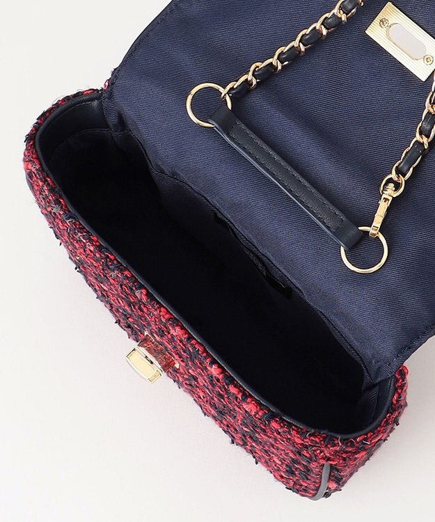 23区 GIOLICAツイード チェーンショルダーバッグ レッドミックス