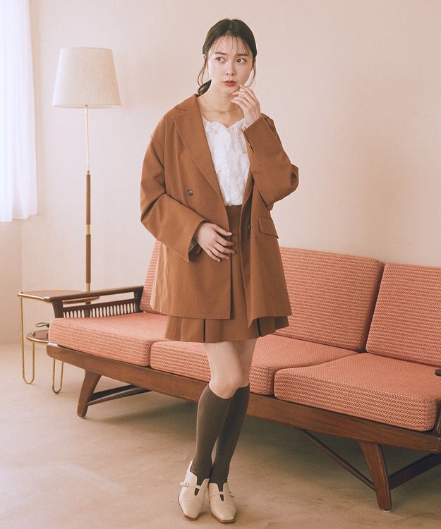 earth music&ecology 【セットアップ可】ビット付きミニスカート Light Brown