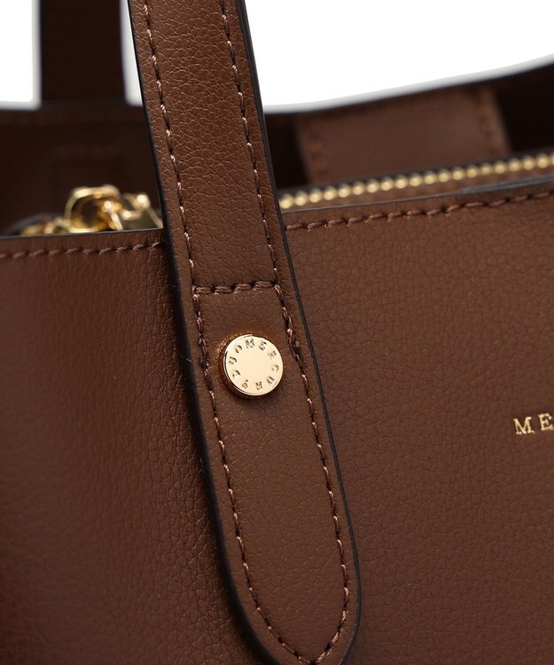 style code 【MERCURYDUO/マーキュリーデュオ】両アオリポケットサイド配色大開き開口 超軽量ハンドバッグ キーチャーム付 ダークブラウン