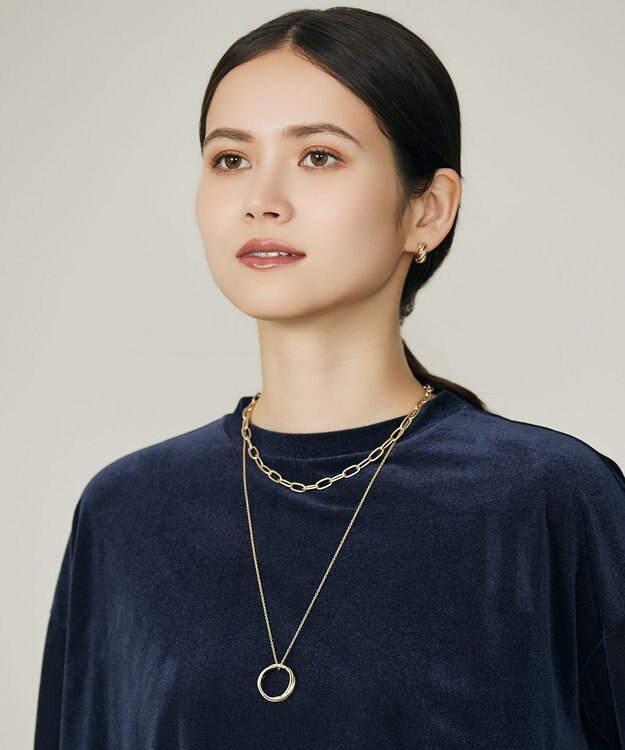 自由区 ダブルチェーンリング ネックレス マットゴールド
