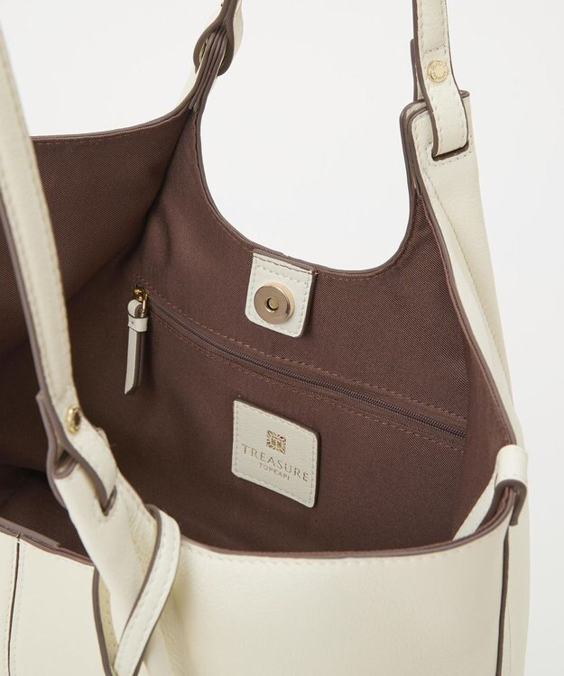 TOPKAPI 【TREASURE TOPKAPI】ソフトレザー センターステッチ 2way トートバッグ オフ