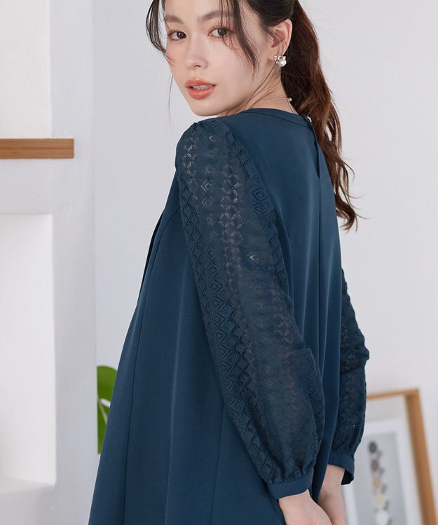 Tiaclasse レーススリーブワンピース グリーン