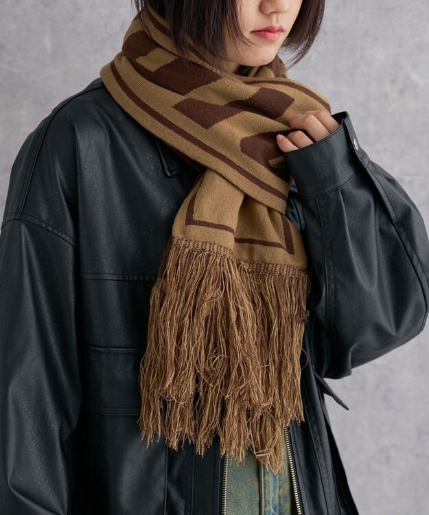 WEGO 【ユニセックス着用ITEM】ロゴマフラー ベージュ