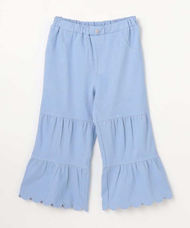 組曲 KIDS 【150-160㎝】ティアードデニムパンツ サックスブルー