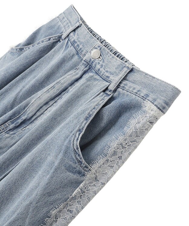 Green Parks サイドレースデニムワイドパンツ Light Indigo