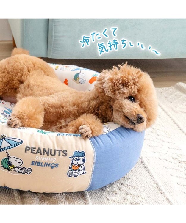 PET PARADISE スヌーピー クール 丸カドラー 《サマーバケーション柄》 Ｍ ホワイト×ブルー