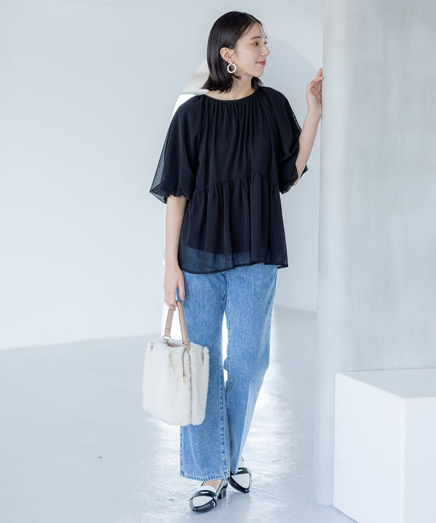 組曲 チュールティアード ブラウス ブラック系5