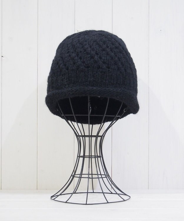 石田製帽 【防寒対策・日本製】ウールロールアップ ニット帽 ブラック