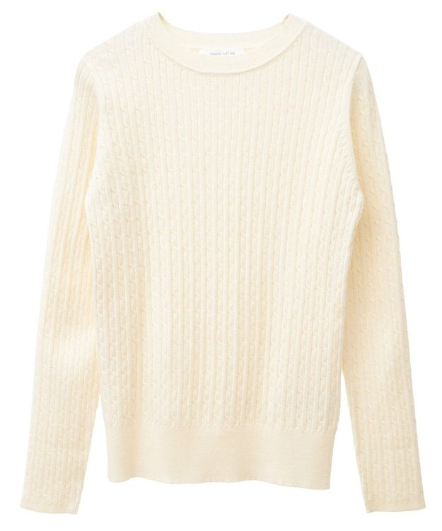 Green Parks プチケーブルクルーネックニットプルオーバー Off White