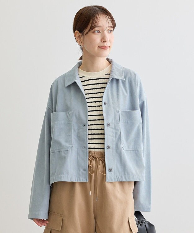 Green Parks プチケーブルクルーネックニットプルオーバー Border