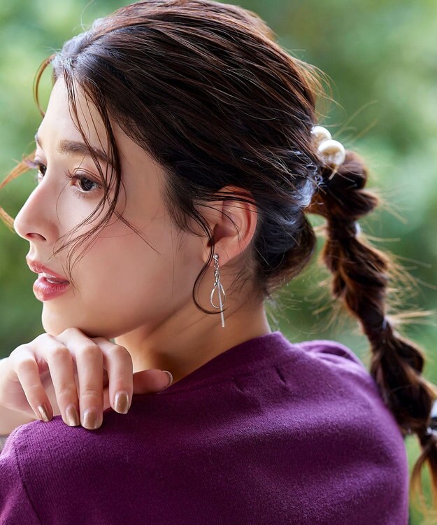 Tiaclasse  3粒パールヘアゴム オフホワイトA