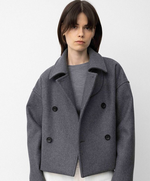 NAVE 【Nave】ダブルメルトン ショートPコート チャコール系