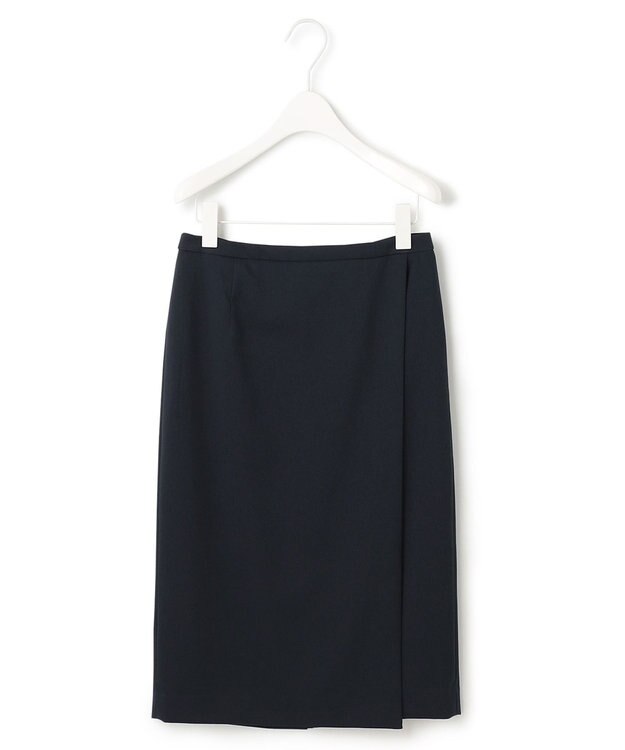 ICB 【洗える】37.5TRストレッチ ラップ風スカート ネイビー系