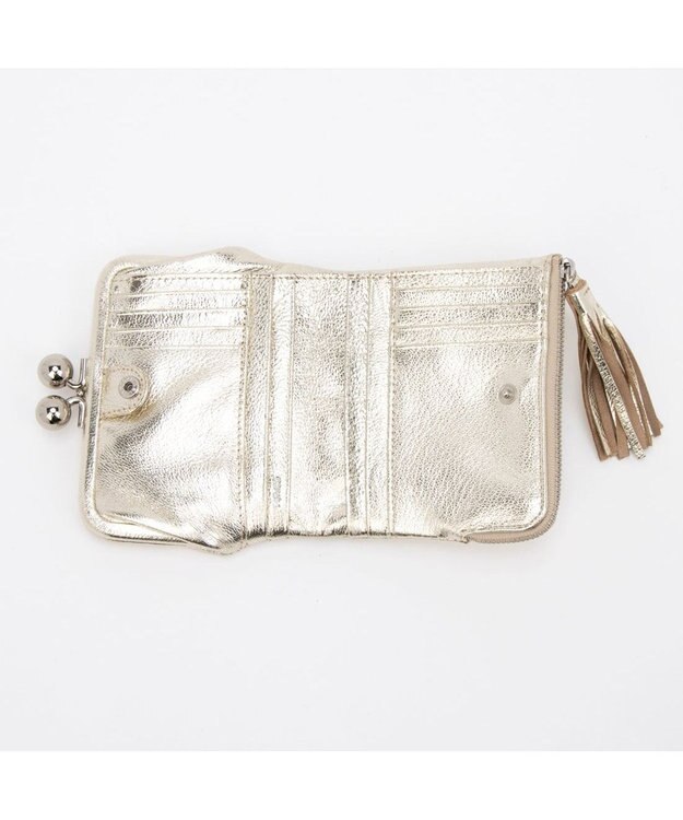 UNBILLION ペルケ perche / マルチスタッズがま口二つ折りウォレット ゴールド