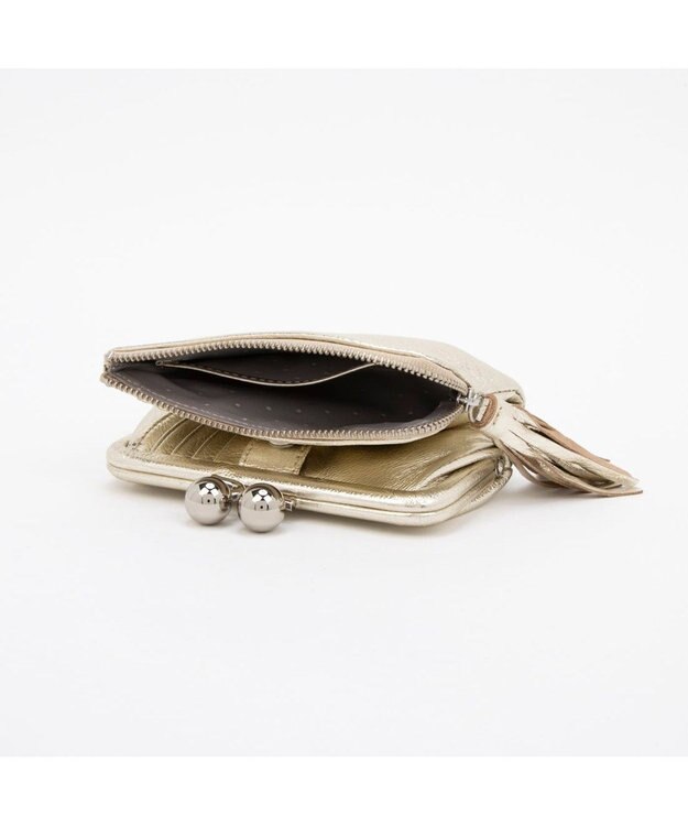 UNBILLION ペルケ perche / マルチスタッズがま口二つ折りウォレット ゴールド