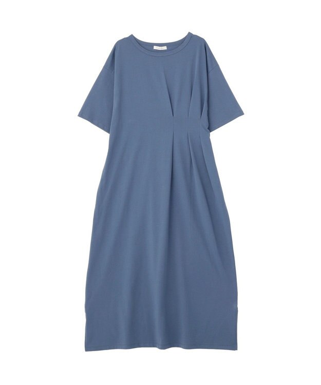 Green Parks 半袖タックカットワンピース Deep Blue