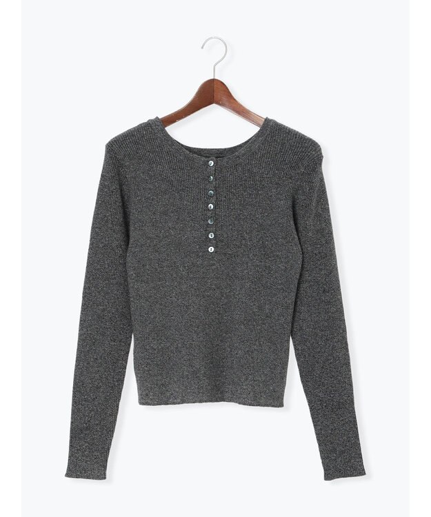 Te chichi ヘンリーネックマーブルニット ブラック