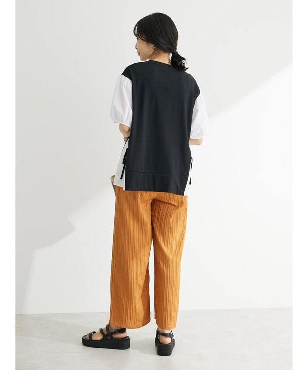 Green Parks 布帛ドッキング脇リボンプルオーバー Black